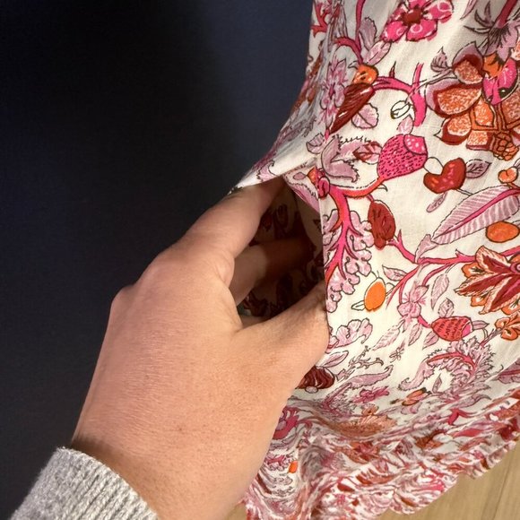 Knox Rose Flutter Short Sleeve Tiered A-Line Dress, Magenta & Orange Floral, XXL - Picture 8 of 8